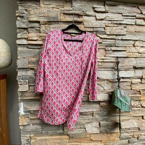 Cotton Tunic in Magenta Print